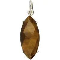 MOOYE ® - Collectie Zilveren Tijgeroog edelsteen ovaal facet geslepen ketting hanger