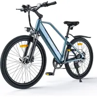 HillMiles MileTrail 1 Elektrische fiets - Actieradius 80km - Verwijderbare batterij 36V13Ah - Motor 250W - Shimano 7 versnellingen - 26 Inch City Commuter EBike - blauw