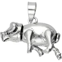 MOOYE ® - Collectie Zilveren Varken bewegend 3D ketting hanger
