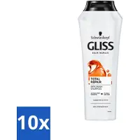 Schwarzkopf 10 x Gliss-Kur - Shampoo - Total Repair - Herstelt & Versterkt - Gehydroliseerd - 400 ml - Herstel Haar - Versterk Haar - Beschadigd Haar - Gespleten Haarpunten - Gezonde Glans
