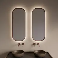 Gliss Design Spiegel plato met indirecte led verlichting en verwarming 40x100 cm koper rose