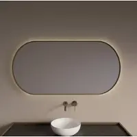 Gliss Design Aura badkamer spiegel mat goud 100x70 cm