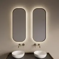 Gliss Design Spiegel plato met indirecte led verlichting en verwarming 50x100 cm mat goud
