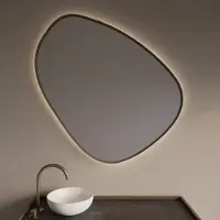 Gliss Design Fenix spiegel met LED-verlichting organisch 120cm mat goud