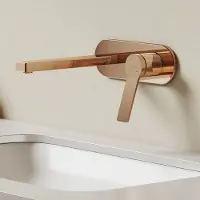 Emke Inbouw Wastafelkraan - Warm en Koud Mengkraan - 21,5 cm Uitloop - Eéngreeps - Wandmontage - Roségoud
