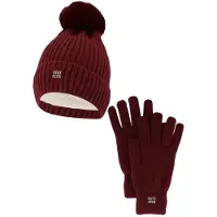 Heatkeeper Dames Winter Thermo Set - Muts + Handschoenen - Burgundy - One Size