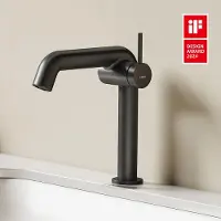 Emke Wastafelkraan - Waterbesparend Mengkraan - Incl. Aansluitingen - Lage Uitloop 15cm - Zwart