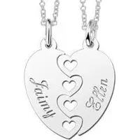 MOOYE ® - Collectie Zilveren graveerplaatje breekhanger Harten open ketting hanger