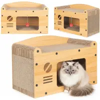 Coil krabton, kattenhol, kattenkrabpaal, kattenmand, kattenligstoel, krabbeneter, Milieuvriendelijk bed, krabkarton, MDF, Hoogte: 29 cm