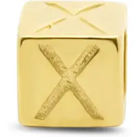 New Bling 9NBG-912X Gouden Kubus met Letter X - 3,8mm - hanger - 14 Karaat - Goud