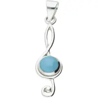 MOOYE ® - Collectie Zilveren Muzieksleutel met turquoise edelsteen kettinghanger