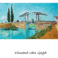 Allernieuwste.nl Canvas Schilderij * Vincent Van Gogh - DE BRUG VAN LANGLOIS BIJ ARLES * - Kunst aan je Muur - postimpressionisme, expressionisme - Kleur - 50 x 80 cm