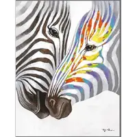 Allernieuwste.nl Canvas Schilderij Verliefde Zebras Grafitti - Kunst aan je Muur - Graffiti - ZwartWit Kleur - 50 x 75 cm
