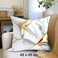 Allernieuwste.nl Kussenhoes Wit Goud Marmer - 45x45 cm - Luxe Decoratieve Sierkussenhoes ##