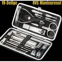 Allernieuwste.nl 19-Delige Manicure Set Pedicure Set RVS - Professionele Verzorgingsset Manicureset Reisnagelset - Roestvrijstaal 19 delig met Etui %%