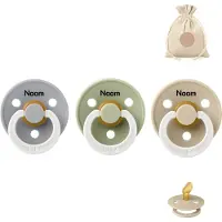 BIBS fopspenen anatomisch met naam - maat 1 - Glow in the dark sage, vanilla en cloud + BolleToet speenzakje