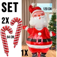 Allernieuwste.nl Kerst Decoratie Set XXL Kerstman + 2 Zuurstokken Opblaasbaar Deco Ballonnen Kerstdagen - XXL Set %%