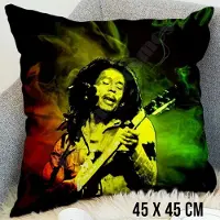Allernieuwste.nl Kussen Reggae Bob Marley - Kussenhoes polyester peach skin Perzikhuid - Reggae Ska Kussenovertrek - Kleur 45 x 45 cm