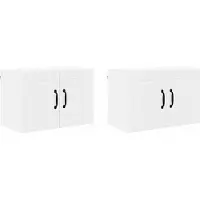 vidaXL Wandkast PORTO 2 pcs Wit Bewerkt hout