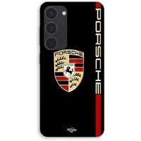 MANIACASE Telefoonhoes - - Samsung Galaxy S23 - Silicone - Soepel - Zwart met PORSCHE-logo