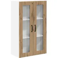 vidaXL Wandglas Kasten LUCCA Artisanaal eiken 60 x 31 x 100 cm