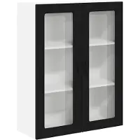 vidaXL Wandkast met glazen deuren, model LUCCA, zwart, 80 x 31 x 100 cm, materiaal: houtvezelplaat