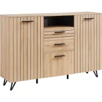 En.casa Dressoir Noppen 100x150x38 cm eikenkleurig en zwart []
