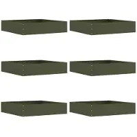 vidaXL Gazonrand 6 st 60 x 60 x 13 cm Staal Olijfgroen