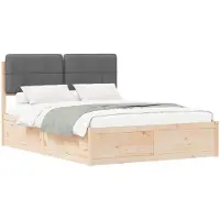 vidaXL Bedframe met Gevoerde Hoofdbord Donkergrijs 160 x 200 cm
