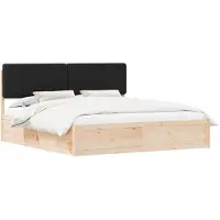 vidaXL Bedframe met Gevoerde Hoofdbord Zwart 200 x 200 cm