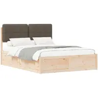 vidaXL Bedframe met Gevoerde Hoofdbord Taupe 160 x 200 cm