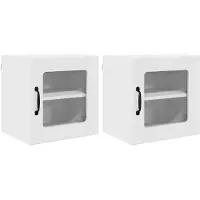 vidaXL Wandglas Kasten LUCCA 2 st Hoogglans Wit Bewerkt hout