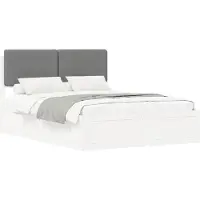 vidaXL Bedframe met Gevoerde Hoofdbord Lichtgrijs 140 x 200 cm