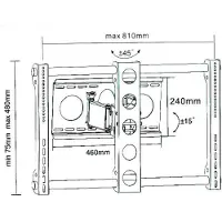 Dti Wandbeugel sop-3020, diepte verstelbaar, horizontaal en verticaal, VESA 100/200/400/600x400/800x400, geschikt voor schermen van ongeveer 40-80 inch, maximaal draaggewicht 75 kg, kleur: zwart