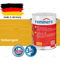 Remmers HK-Lazuur 3in1 Verkeersgeel 2,5L – Premium Houtbeschermingsbeits voor Buiten – Oplosmiddelhoudend – UV- & Vochtwerend – Impregneer, Grondlaag & Beits in Eén