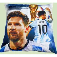 Allernieuwste.nl Kussen Messi Wint WK Voetbal Kussenhoes Polyester Peach Skin Perzikhuid - Voetbal Wereldkampioen Kussenovertrek - kleur 45 x 45 cm