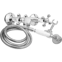 Kuchinox Retro wanddouchearmatuur in chroom - Gemaakt van hoogwaardig messing, met eenhendelbediening en een douchekop. Inclusief 140 cm douche slang