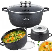 Zilner Aluminium Marmor Kookpan 2.3L Inductie Gas - Zwart/Goud