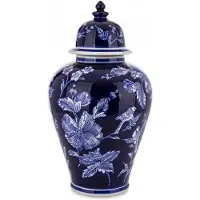 Artpol Stijlvolle Keramische Amfora Vaas - Blauw, Wit & Marineblauw
