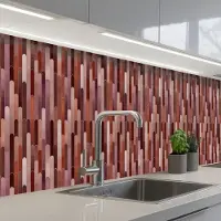 KitchenYeah Keuken achterwand 350x60 cm - Spatscherm zelfklevend Langwerpig - Tegels - Rood - Koper - Muurbeschermer - Spatwand fornuis