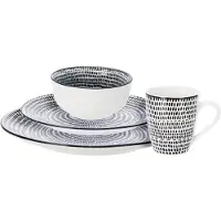 Excellent houseware Servies set Dots - 16-delig - wit - porselein - dinerservies - tafelservies - serviesset voor 4 personen