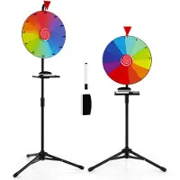 Costway Gelukswiel, 16 inch, draaiwiel, speelgoed met penhouder, wielspellen, in hoogte verstelbaar, voor loterijspellen, woordspelingen, diameter 40 cm