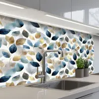 KitchenYeah Keuken achterwand 100x60 cm - Spatscherm zelfklevend Blad - Mix - Aquarel - Goude - Muurbeschermer - Spatwand fornuis