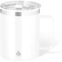 Benson Warmhoudbeker - thermos beker Barista - reis koffiebeker - RVS - wit - 400 ml - deksel