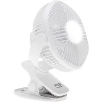 ACM Draagbare Ventilator met Klem en LED-Verlichting – 3 Snelheden – Oplaadbaar – Tafelventilator – Mini ventilator - USB – 6 W – Wit - AD 7335