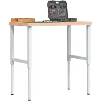vidaXL Werkbank rechthoekig 100x60x(73-99,5) cm massief beukenhout