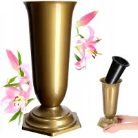 Kadax Grafvaas 37cm Goud Kunstbloemen & Inzetstuk