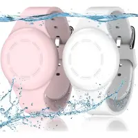 LONGZIMING -Verstelbare Kinder Tracker Polsbandjes – Waterdicht & Huidvriendelijk Siliconen – Set van 2 Beschermhoesjes – Roze + Wit