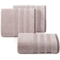 Eurofirany Zachte Poederroze Handdoek 50x90cm met Jacquard Streep Borduursel