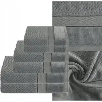 Eurofirany Luxe Badhanddoeken Set 6 Stuks - 500gsm Katoen - Staalgrijs